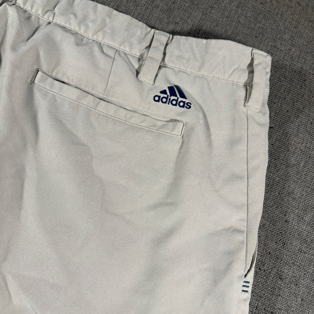 Adidas Golf Shorts Mens 38 Beige Flat Front Performance Stretch Logo